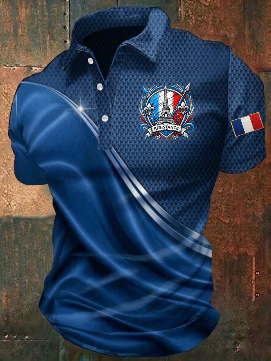 Chemise imprimée France European Victory Day pour homme