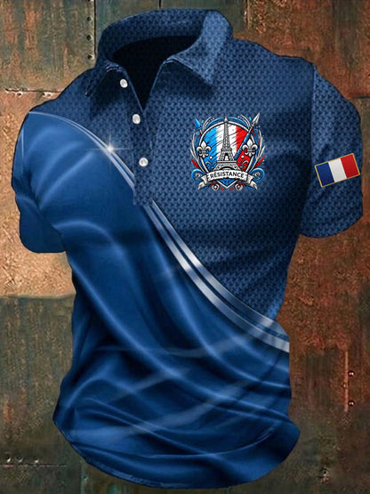 Chemise imprimée France European Victory Day pour homme