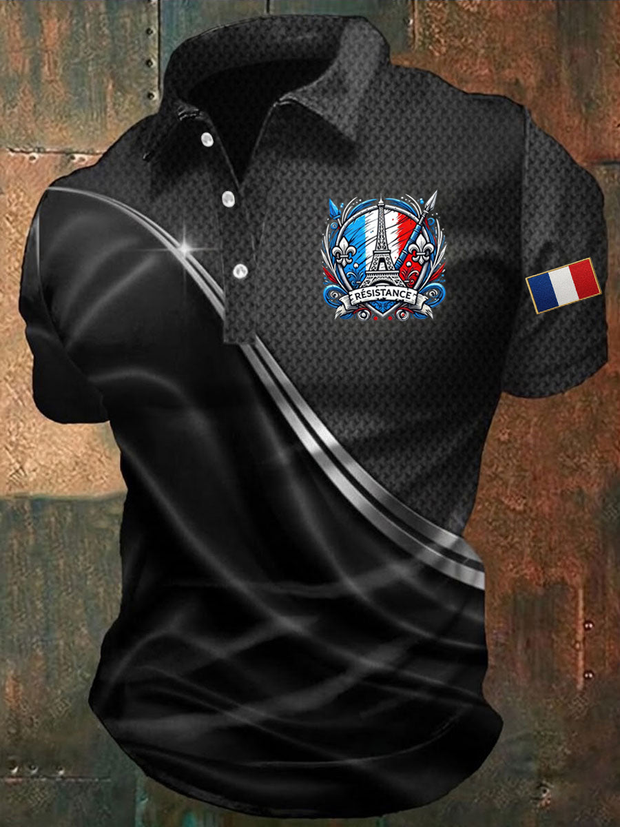 Chemise imprimée France European Victory Day pour homme