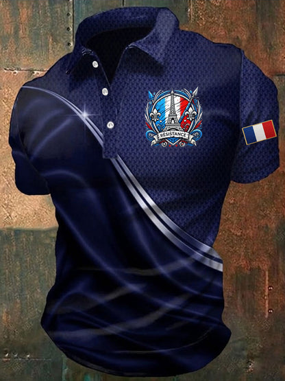 Chemise imprimée France European Victory Day pour homme