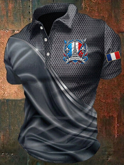 Chemise imprimée France European Victory Day pour homme