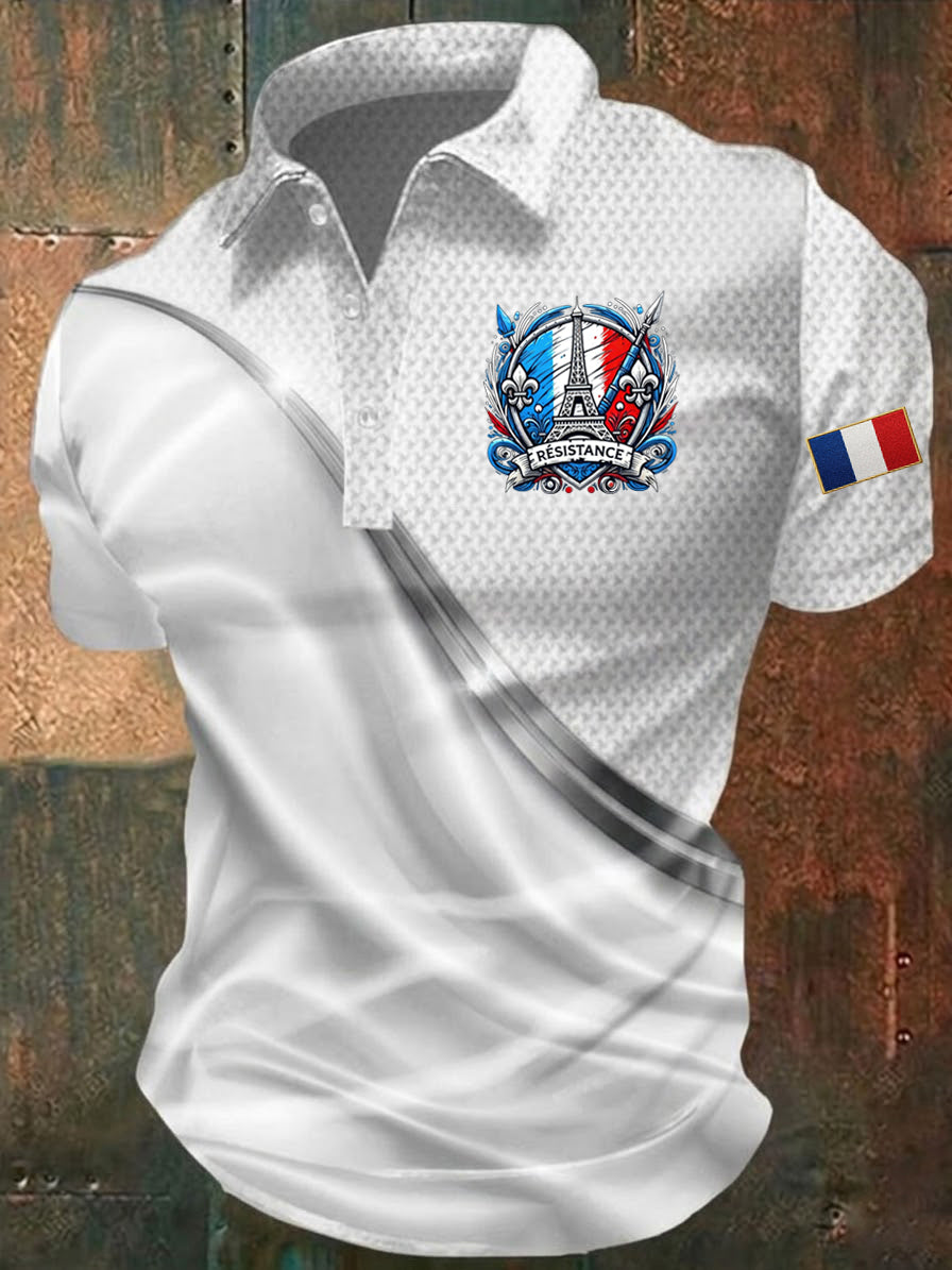 Chemise imprimée France European Victory Day pour homme