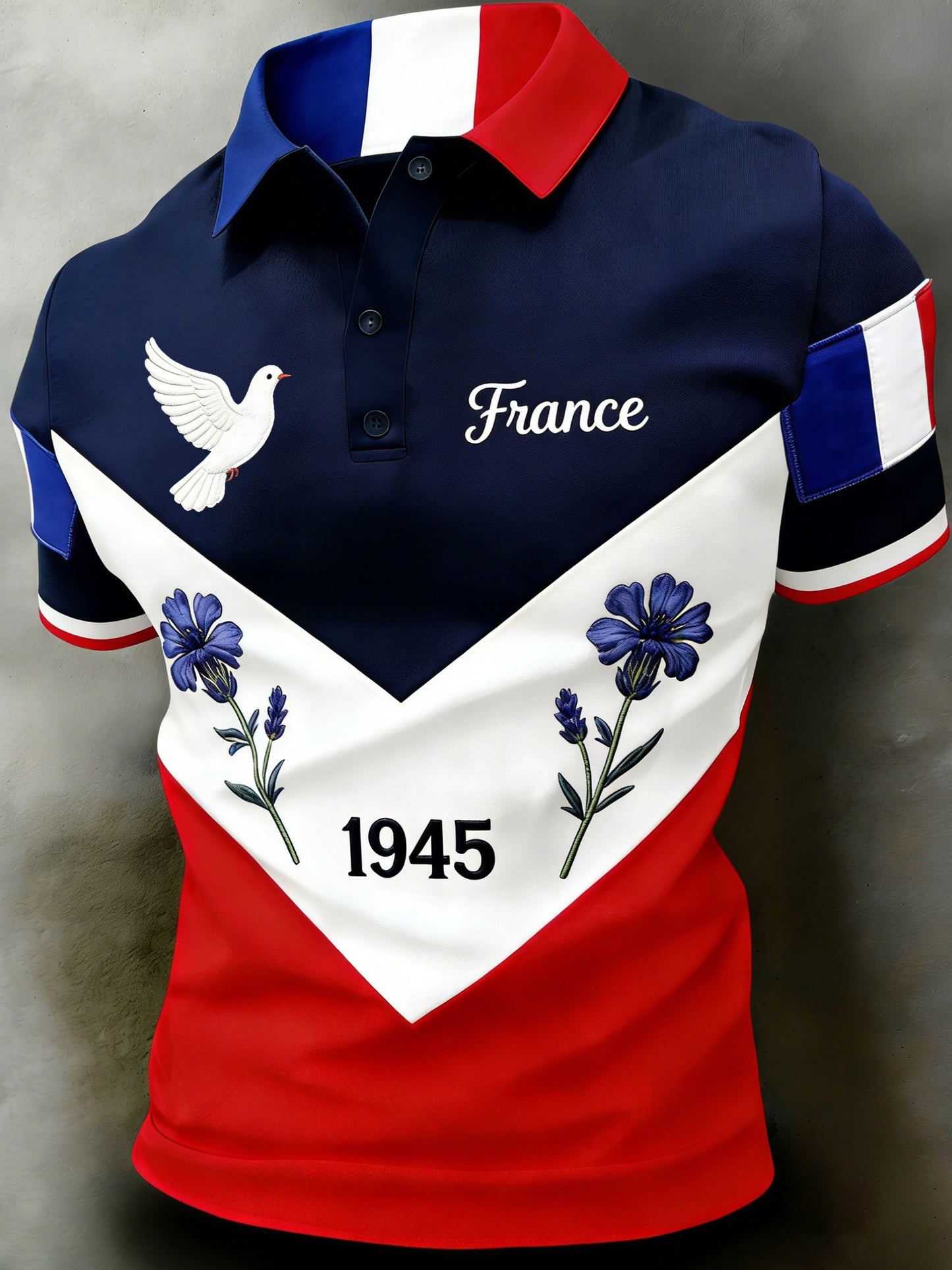 Polo imprimé artistique commémoratif de la Journée de la Victoire pour hommes