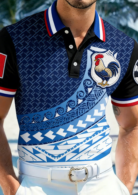Polo pour hommes, fan de football français, avec imprimé artistique
