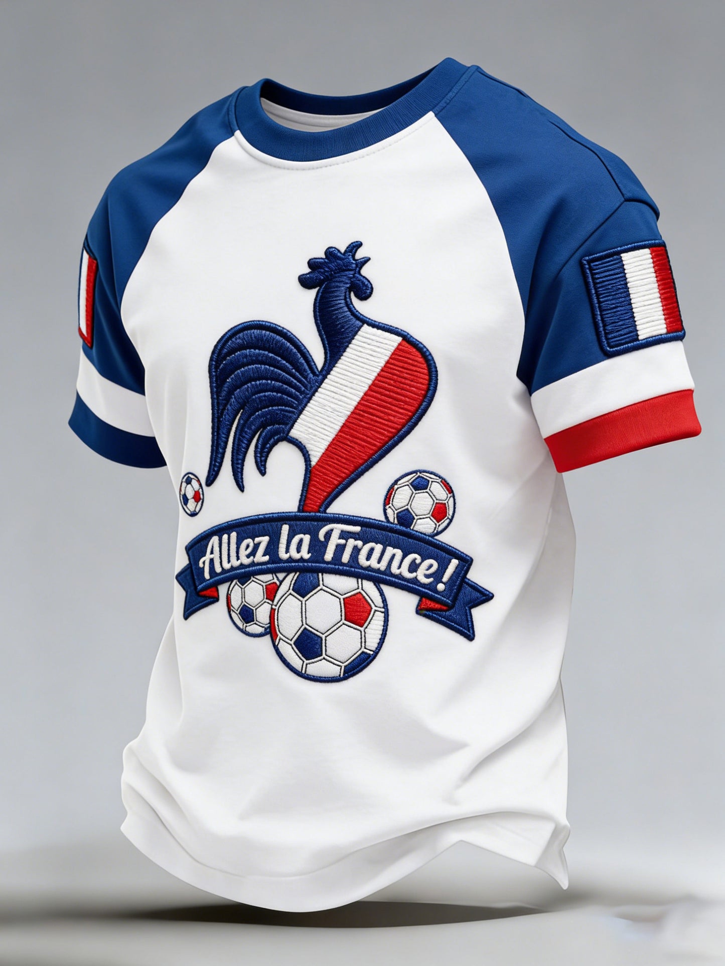 T-shirt fan de football français pour hommes avec imprimé artistique
