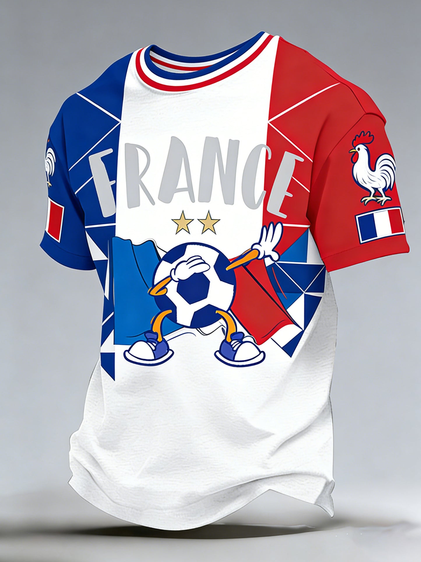T-shirt de fan de football français pour hommes avec impression artistique