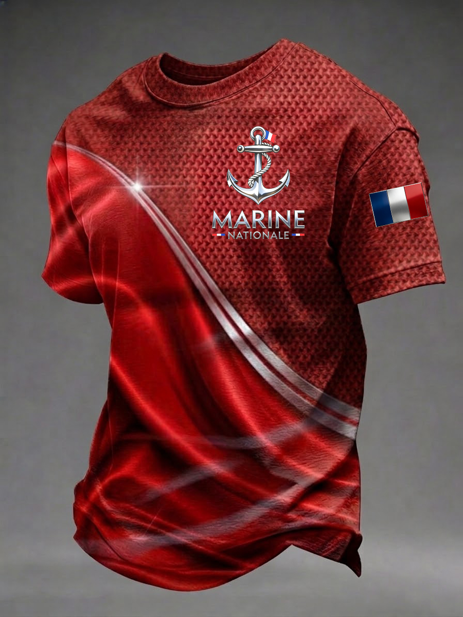 T-shirt à manches courtes Marine nationale pour hommes