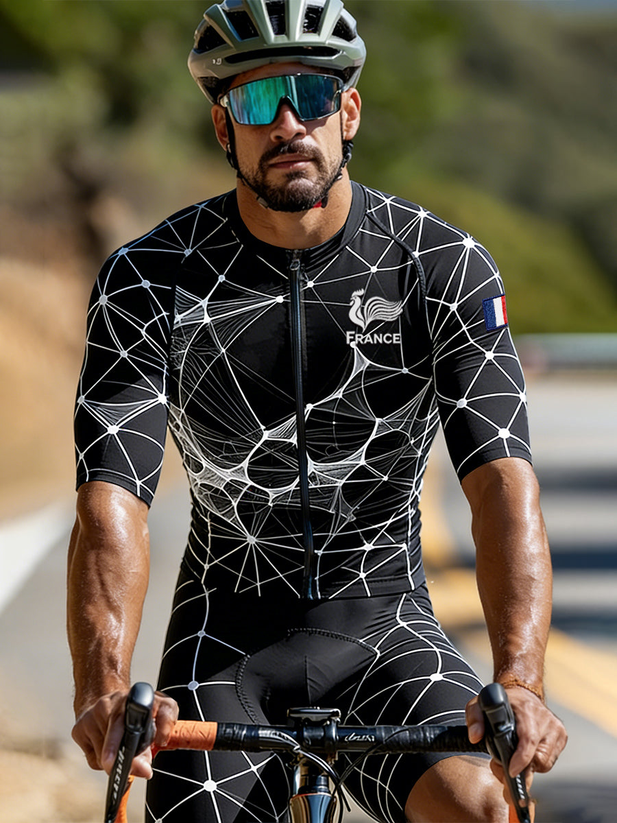Hommes Français Cyclisme Géométrique Imprimer Décontracté Ensemble de Cyclisme