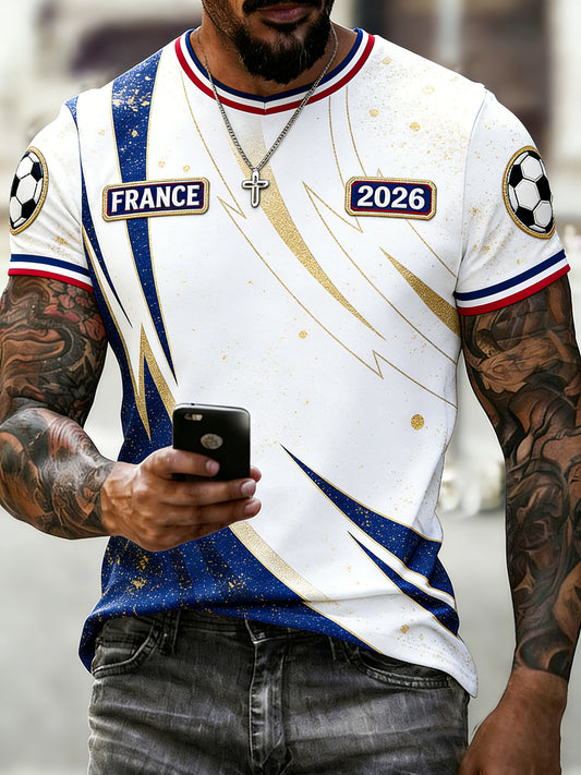 T-shirt de fan avec impression artistique de pom-pom girls du football français pour hommes