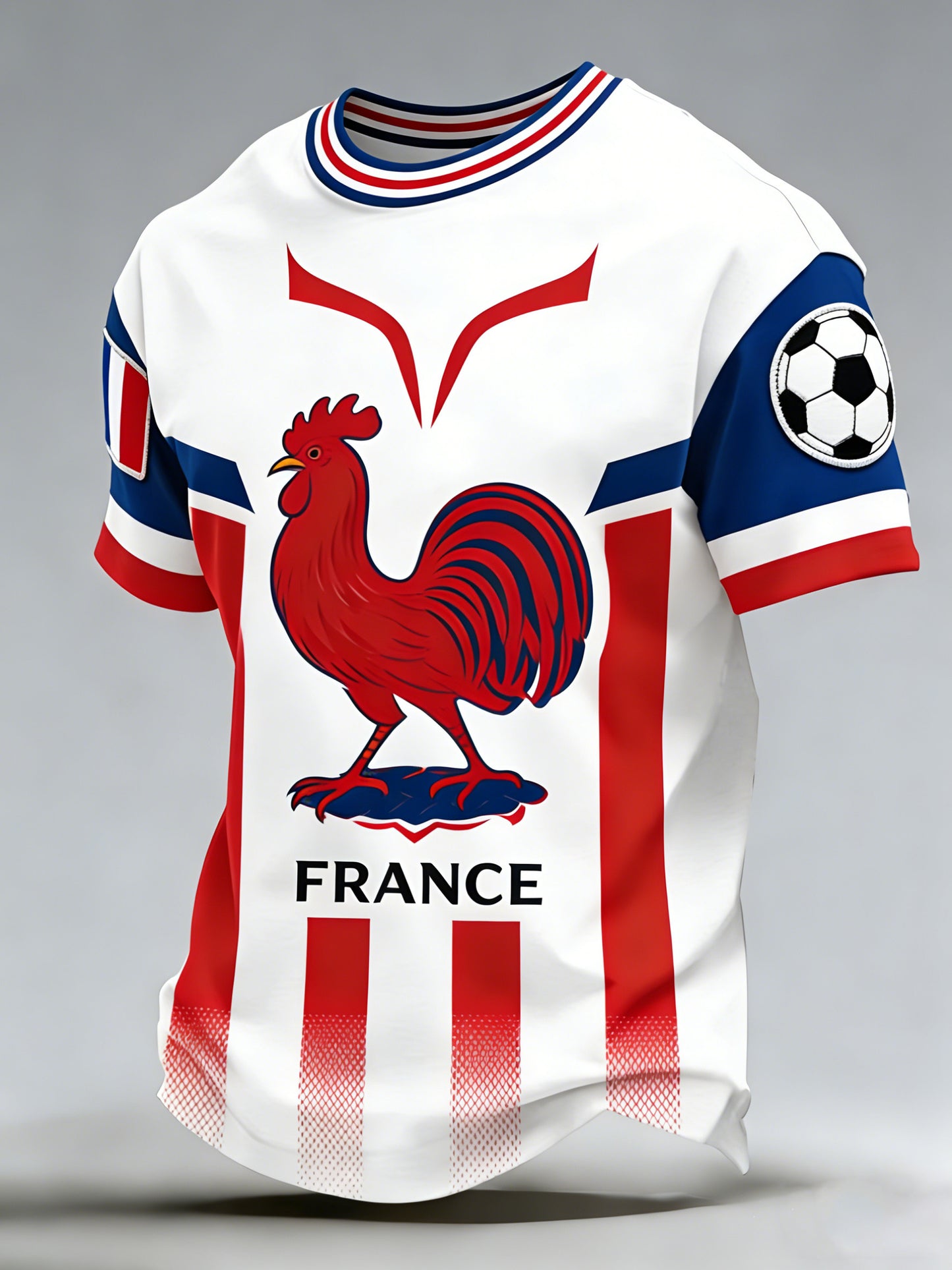 T-shirt de fan avec impression artistique de pom-pom girls du football français pour hommes