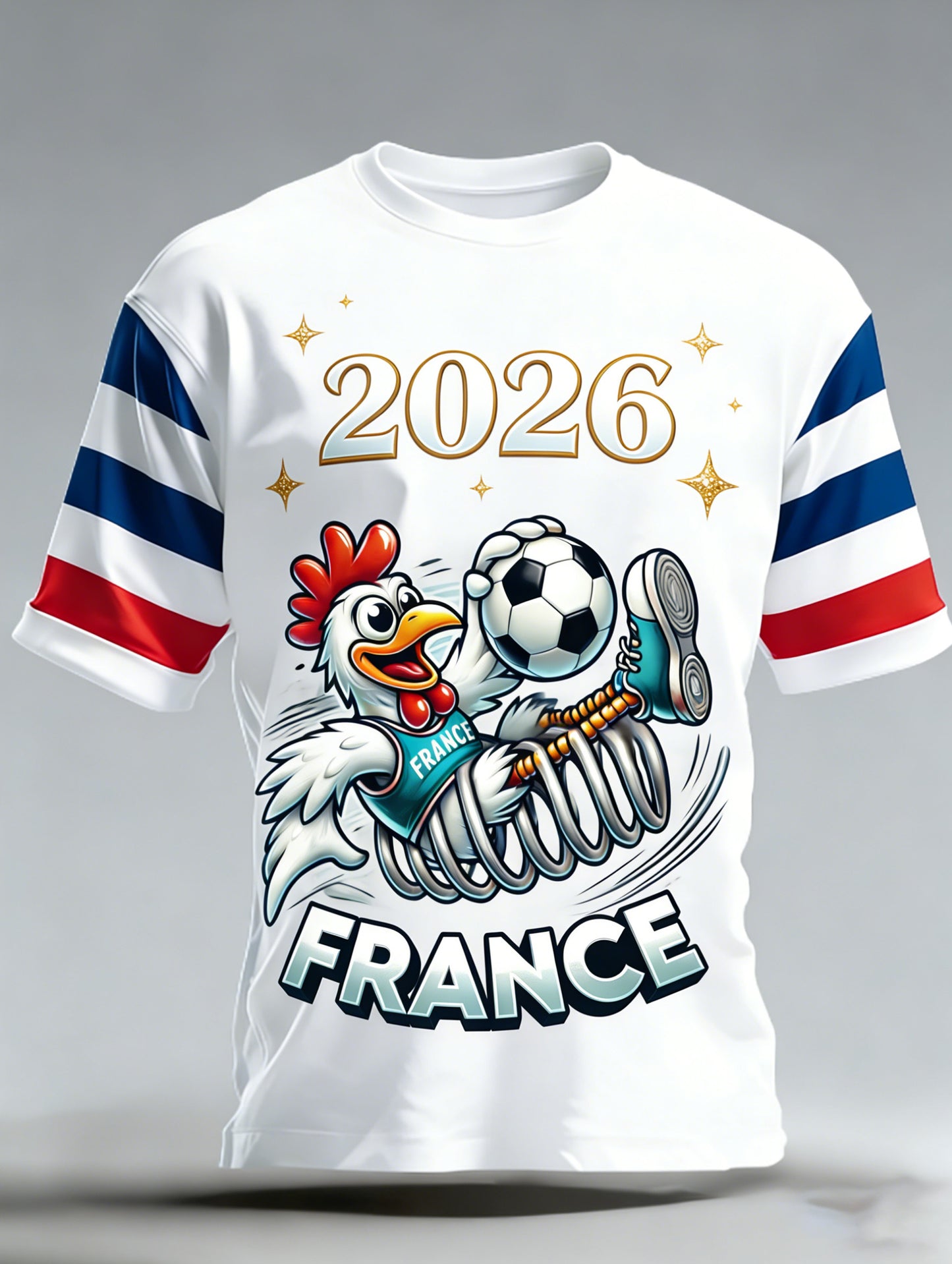 T-shirt de fan avec impression artistique de pom-pom girls du football français pour hommes