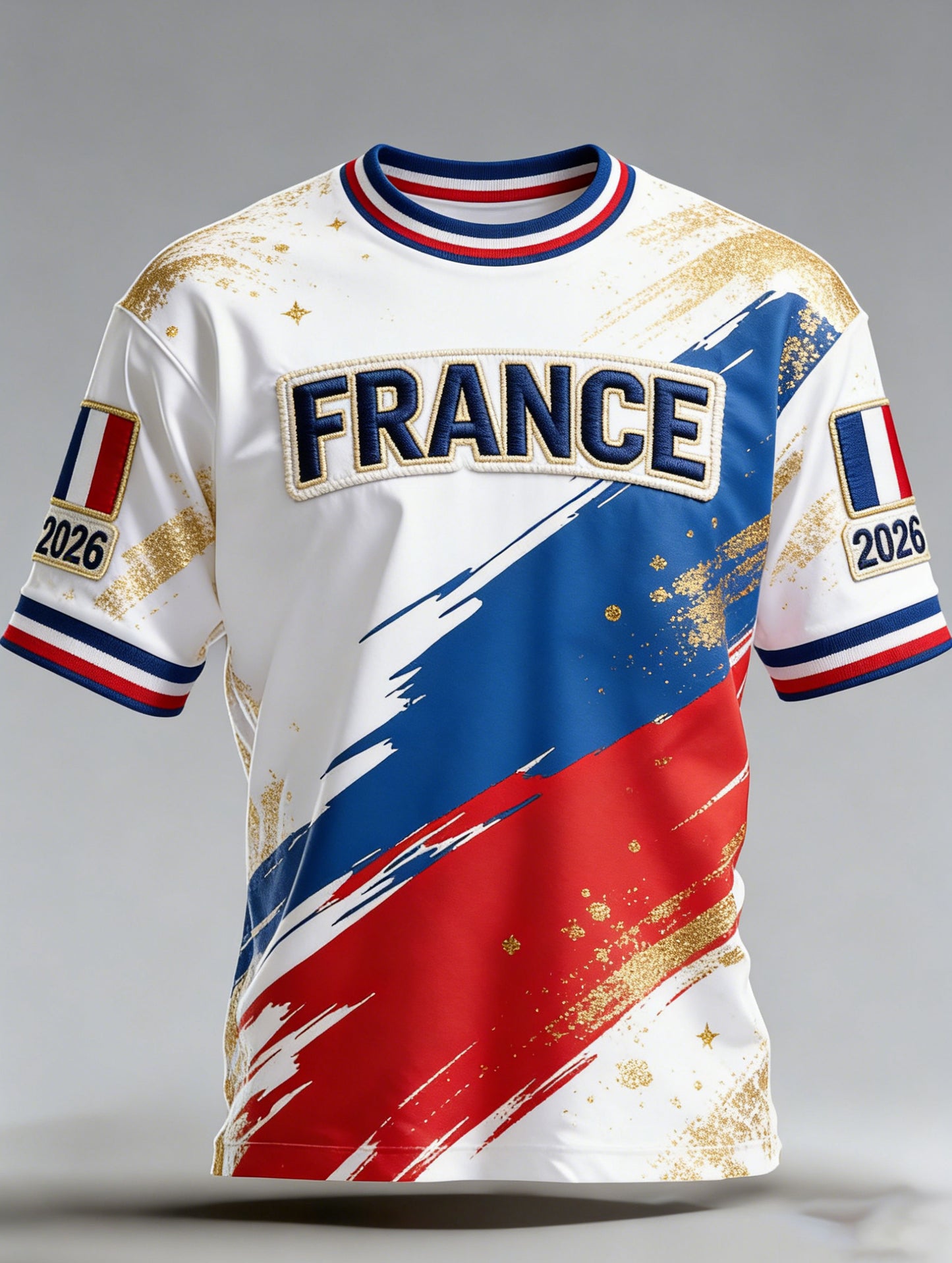 T-shirt de fan avec impression artistique de pom-pom girls du football français pour hommes