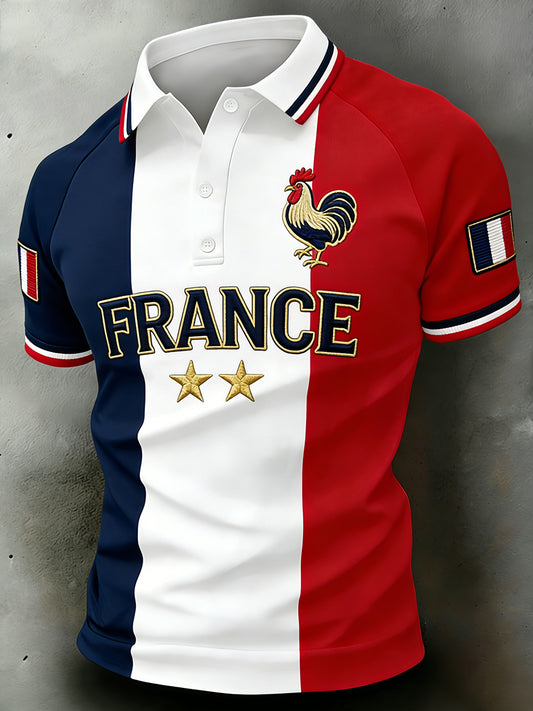 Chemise polo imprimée à manches courtes pour le football masculin