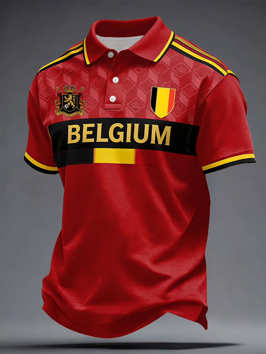 Tops décontractés imprimés pour amateurs de football belge, pour hommes