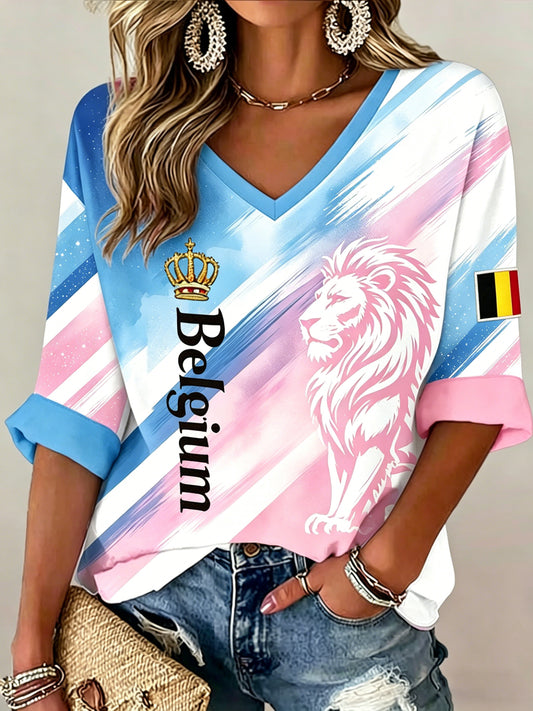 T-shirt de fan avec impression artistique pour soutenir le football féminin belge