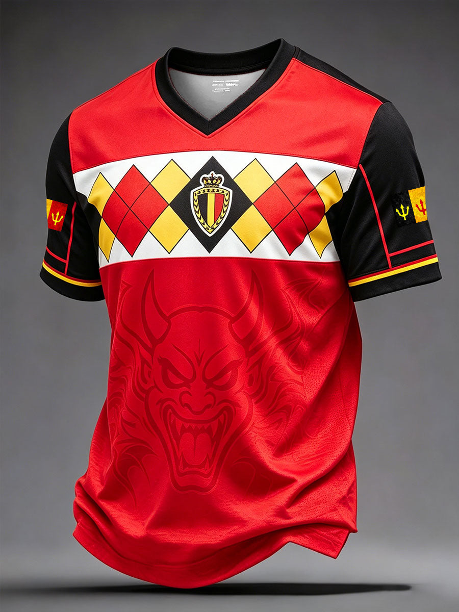T-shirt imprimé pour hommes, fan du football belge, Les Diables Rouges