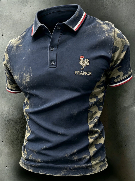 Polo homme à imprimé camouflage délavé