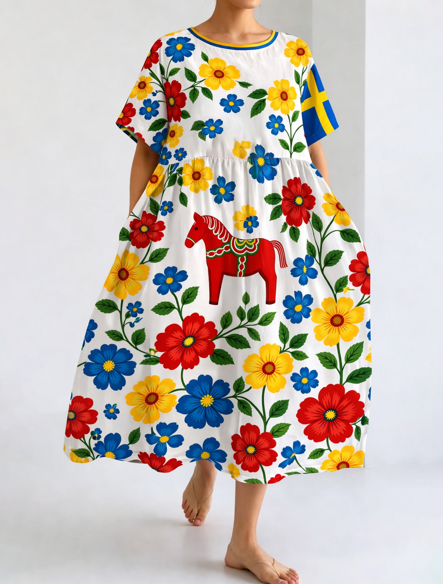 Swedish Midsummer Festival des femmes commémorative Art Imprimer longue robe