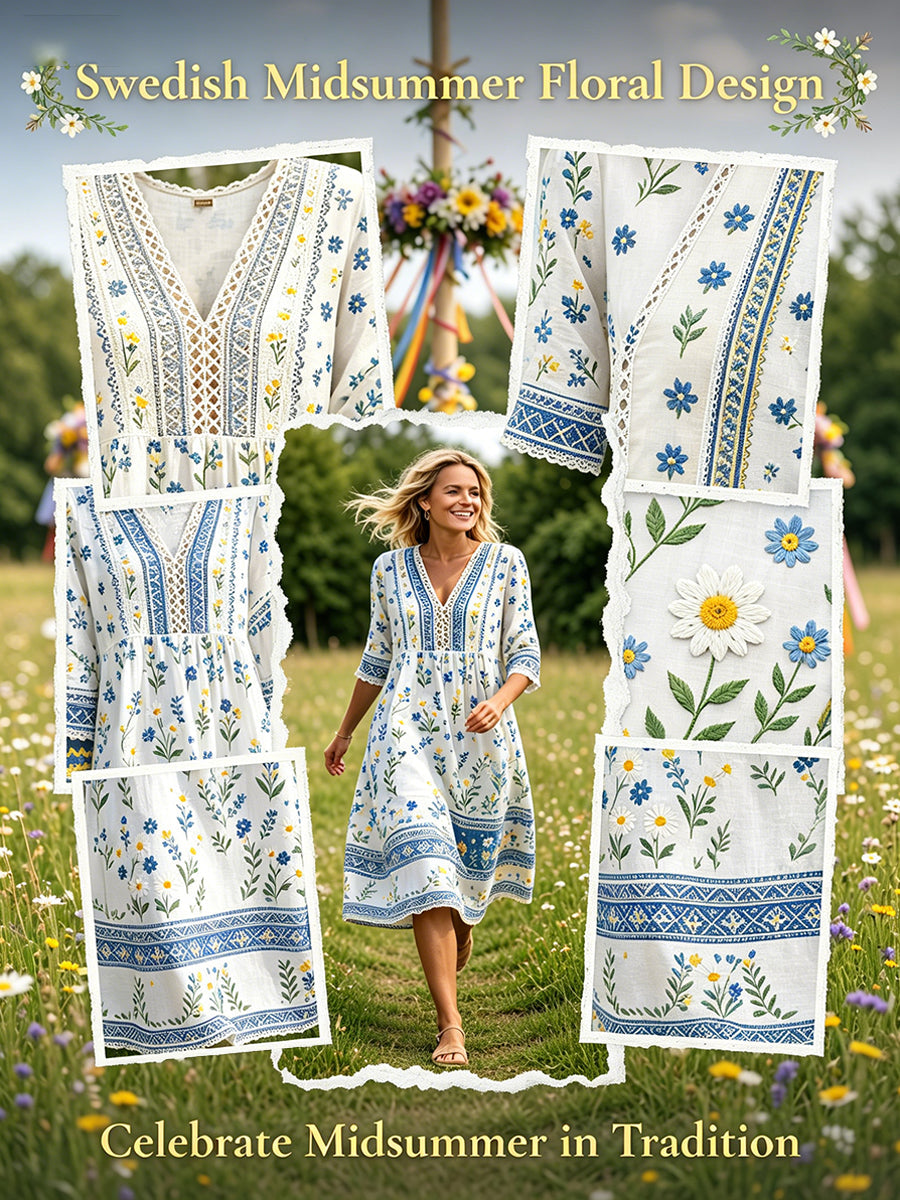 Robe Femme Style Été Col V Avec Imprimé Ethnique