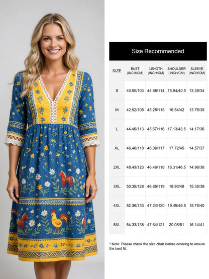 Robe décontractée pour femme avec imprimé sur le thème du festival de la Saint-Jean
