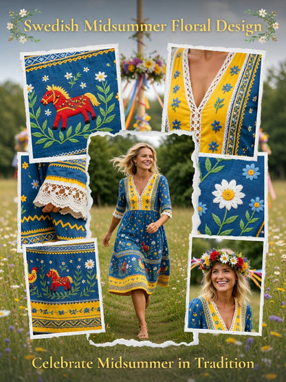 Robe décontractée pour femme avec imprimé sur le thème du festival de la Saint-Jean