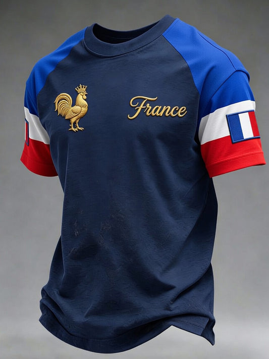 T-shirt décontracté avec impression d'art rétro français