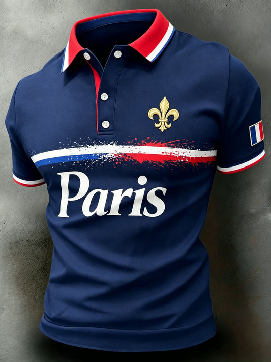 Impression d’art sur polo de soutien au match de football du Paris Saint-Germain pour hommes