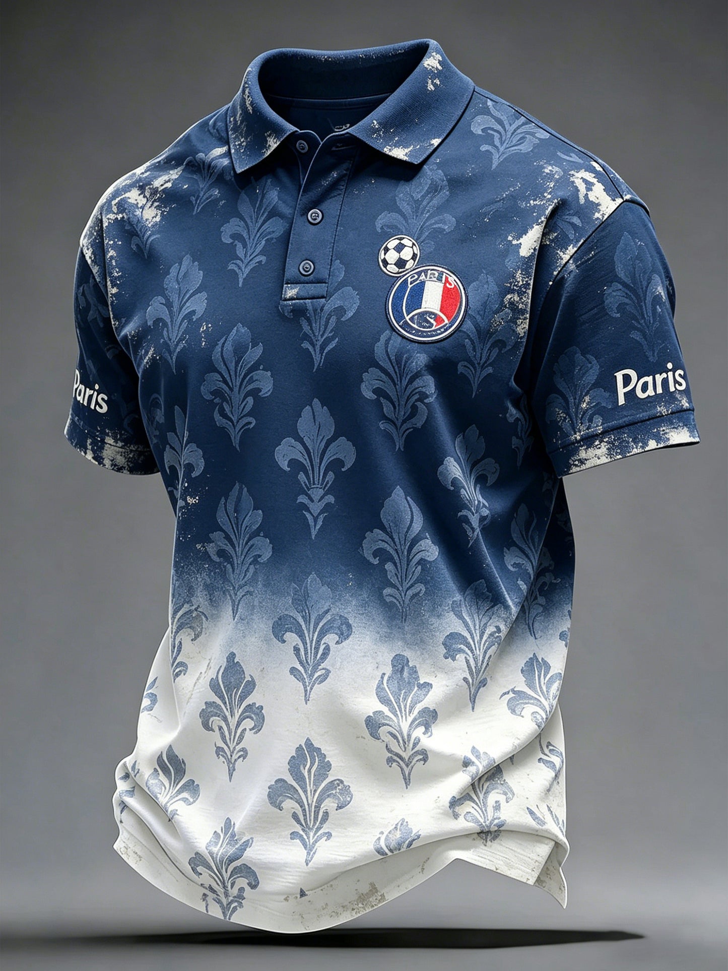 Impression d’art sur polo de soutien au match de football du Paris Saint-Germain pour hommes