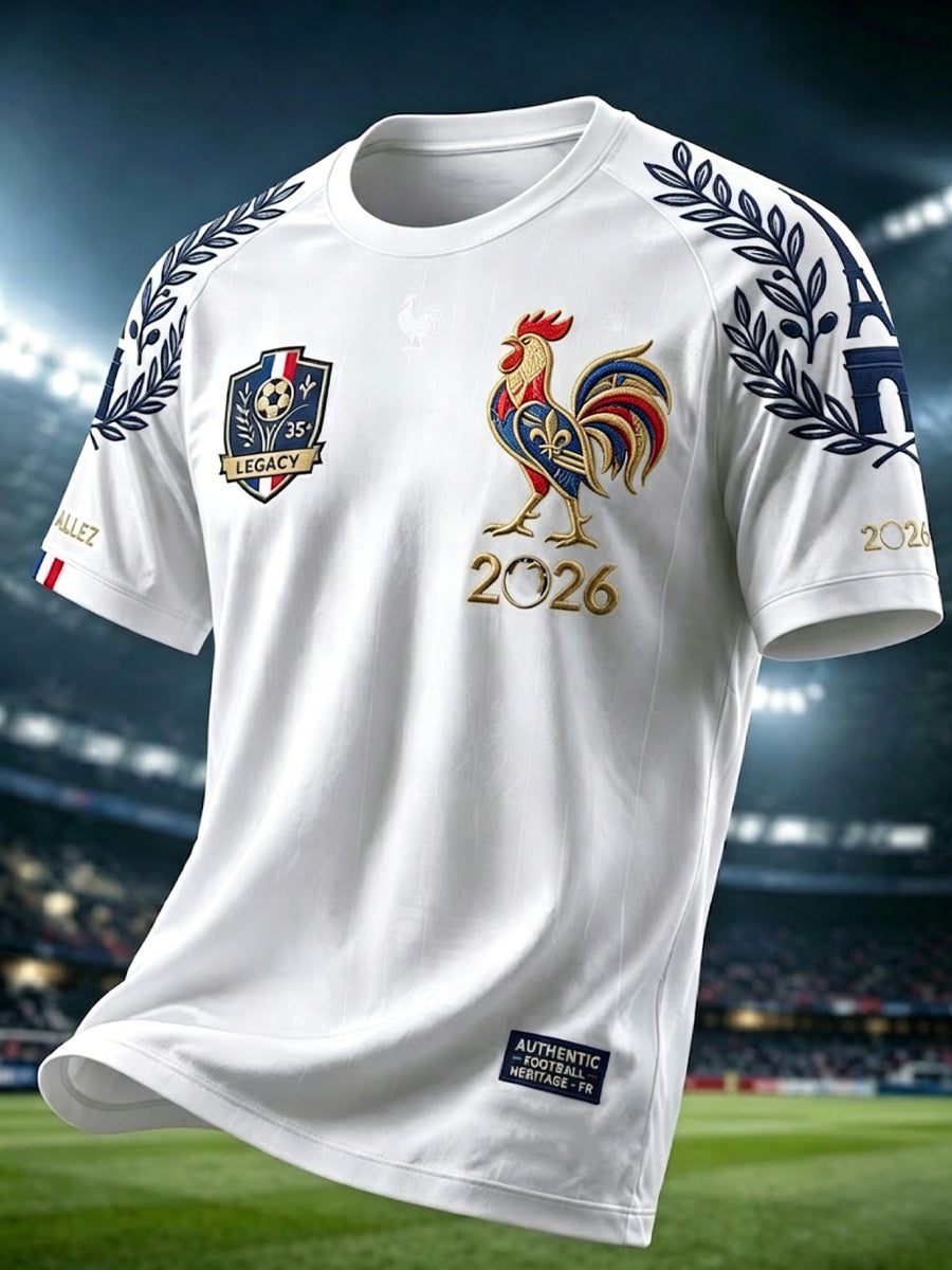 T-shirt décontracté avec motif football rétro français 2026