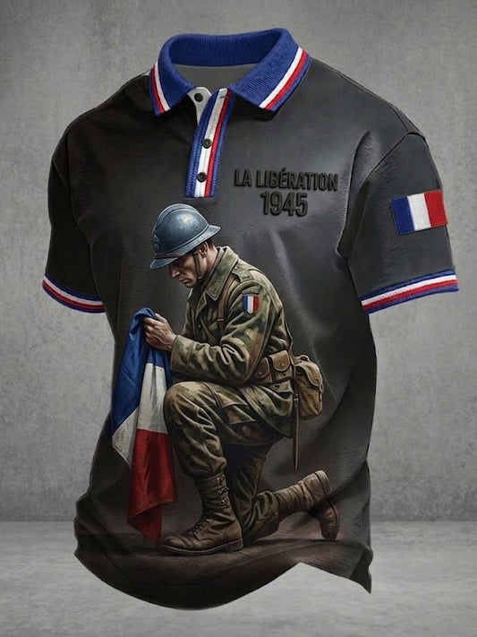 Chemise imprimée French LA LIBÉRATION 1945 pour homme