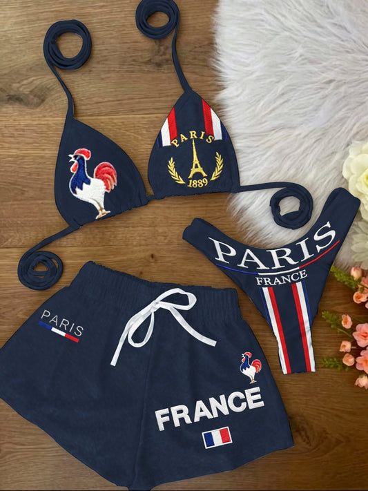 Maillot de bain bikini de vacances pour femme, ensemble 3 pièces