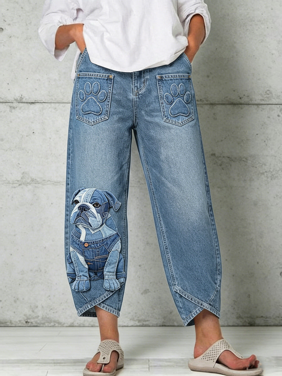 Pantalon évasé à imprimé artistique pour femme