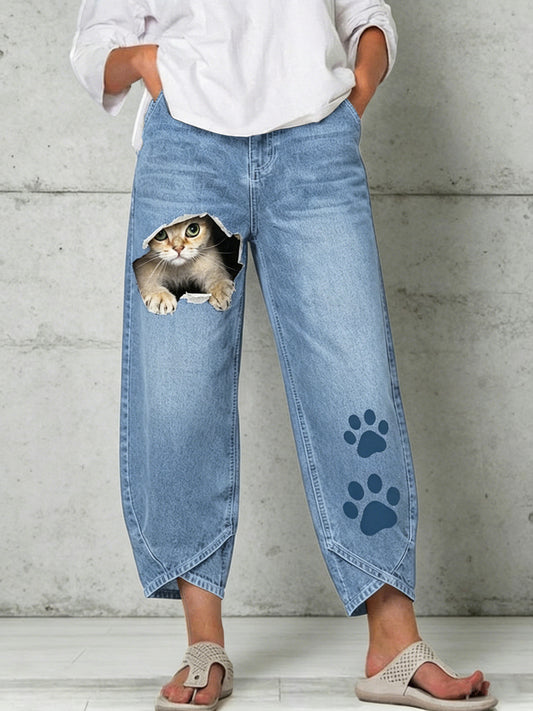 Pantalon Animal Art Print Femme