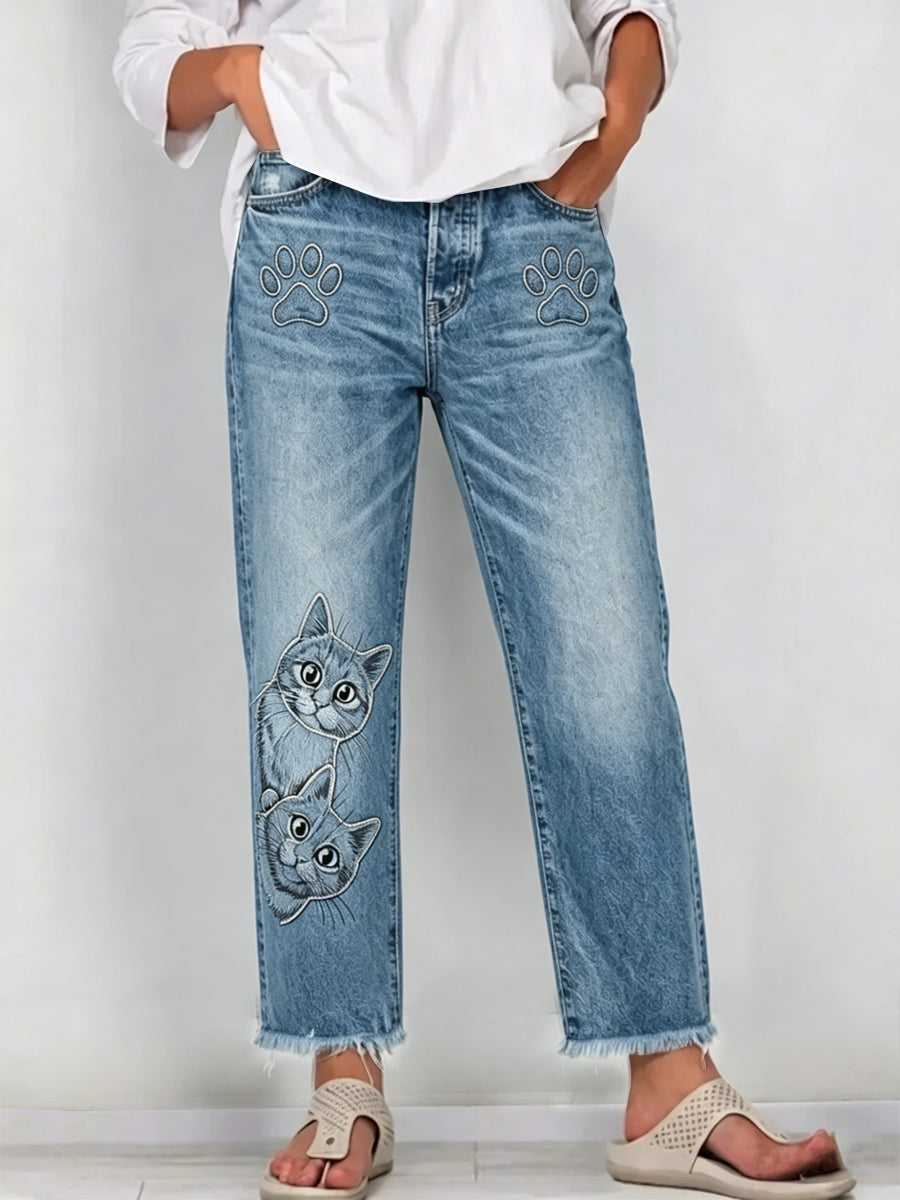 Jean à imprimé animalier pour femme
