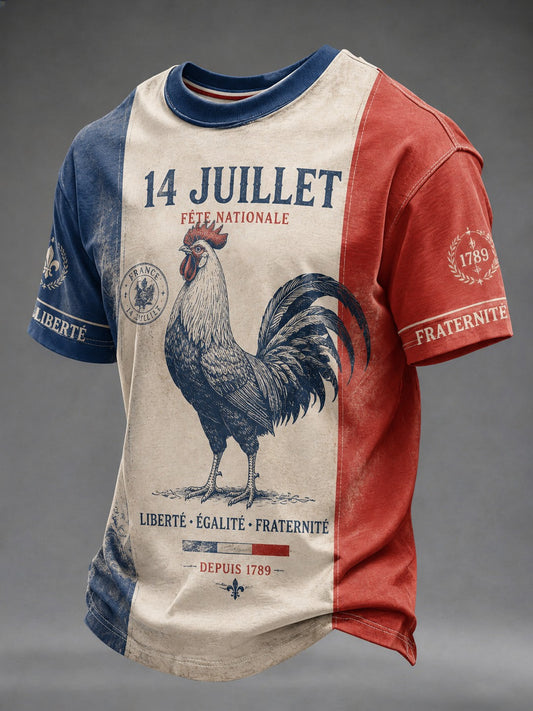T-shirt pour hommes France Le 14 Juillet imprimé