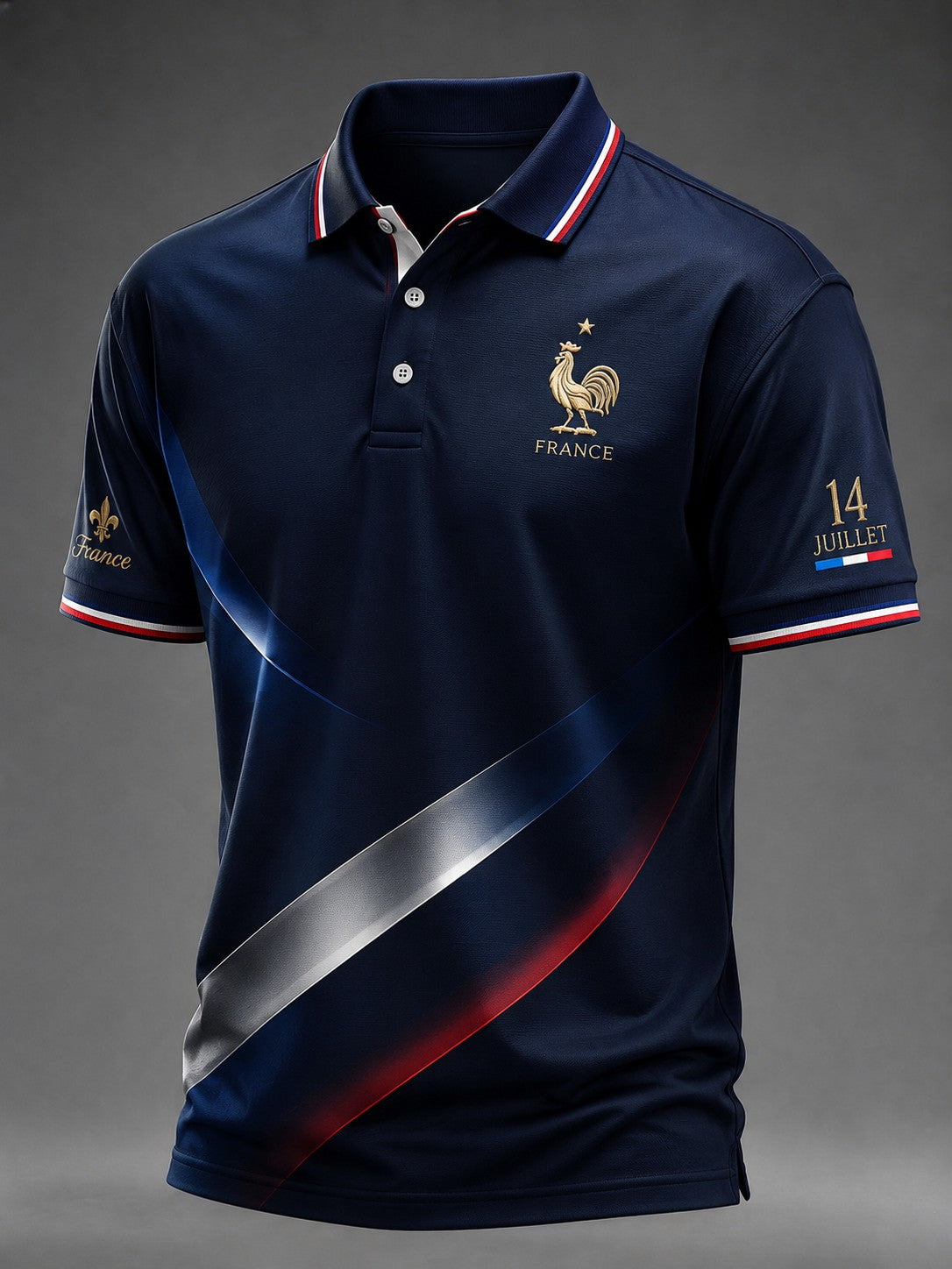 Chemise de ville imprimée pour homme, France, 14 juillet