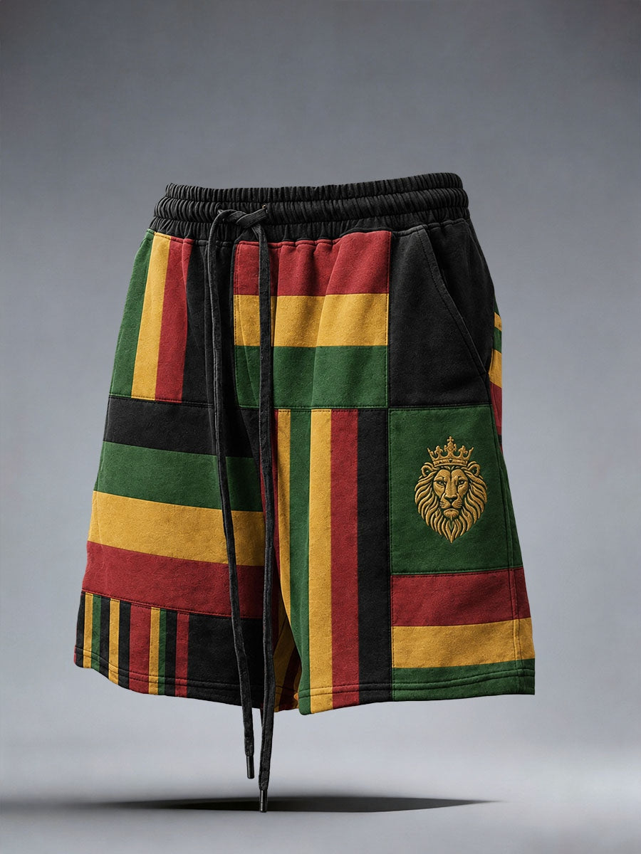 Shorts reggae lion pour homme