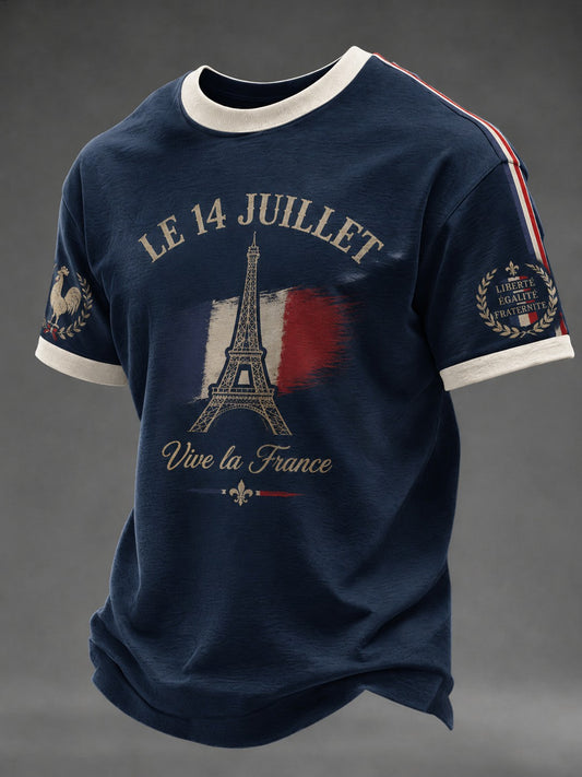 T-shirt pour hommes France Le 14 Juillet imprimé