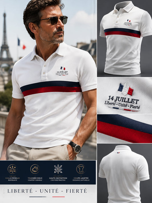 Polo décontracté artistique rétro pour la fête nationale française, modèle homme