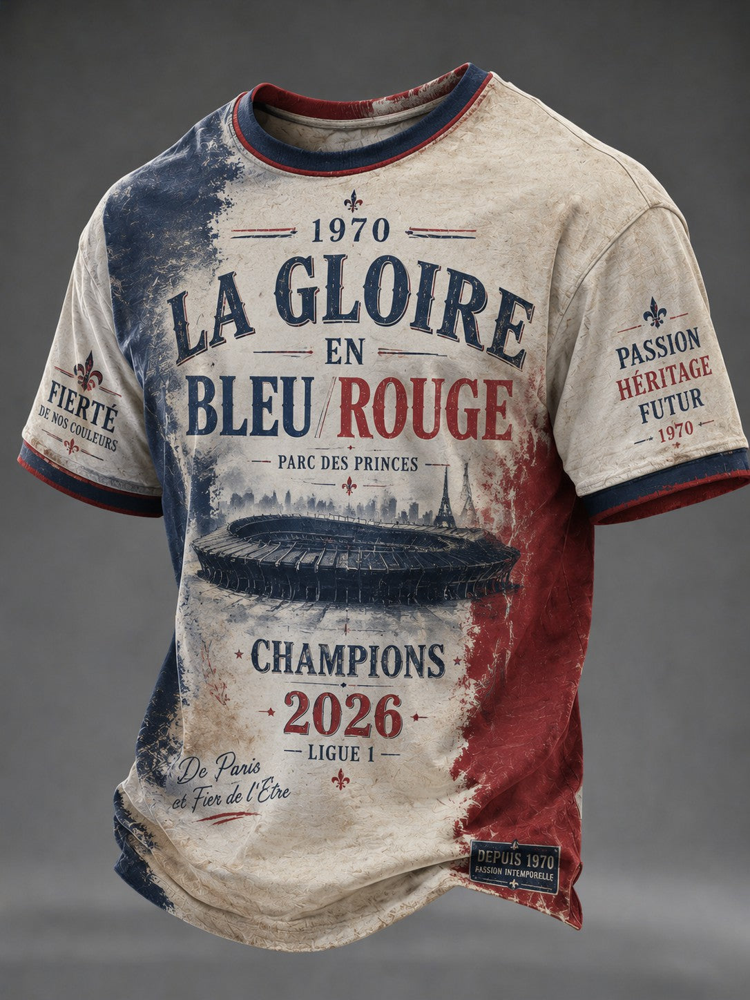T-shirt homme La Gloire en Bleu Rouge à imprimé footballistique