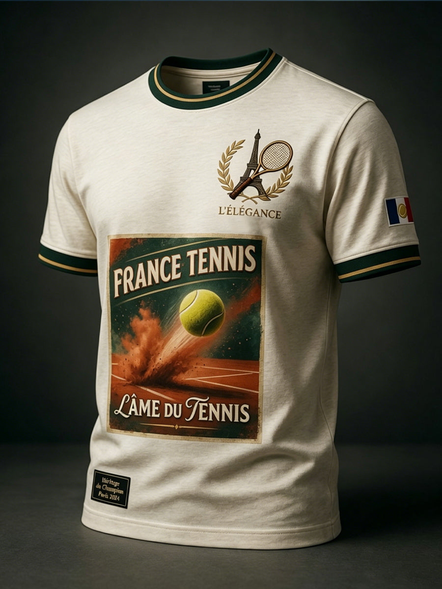 T-shirt décontracté rétro français ouvert