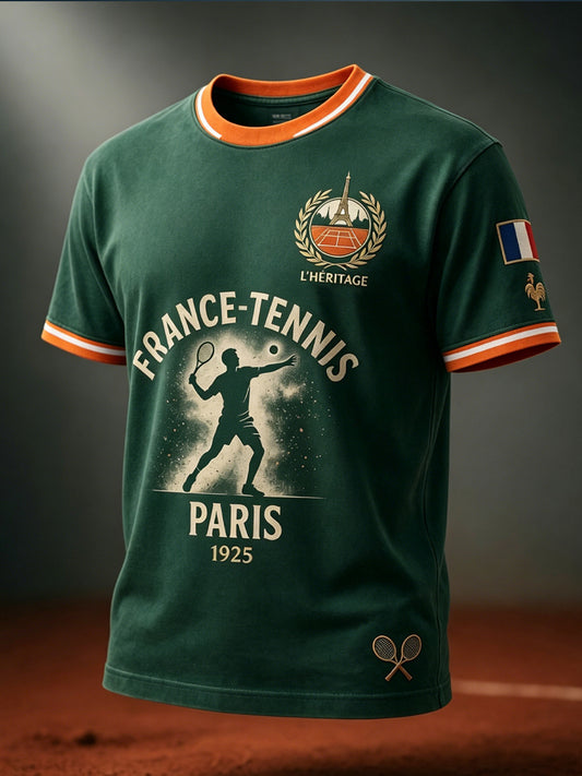 T-shirt décontracté rétro français Tennis Art