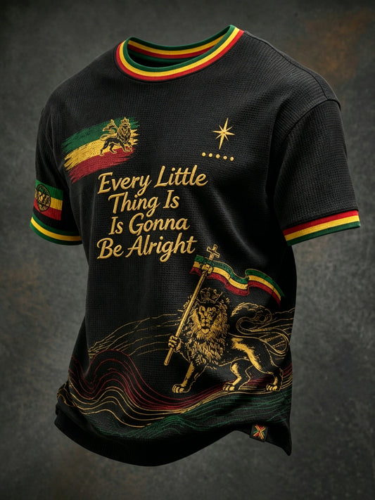 T-shirt décontracté gaufré Vintage «Every Little Thing Is Gonna Be Alright»