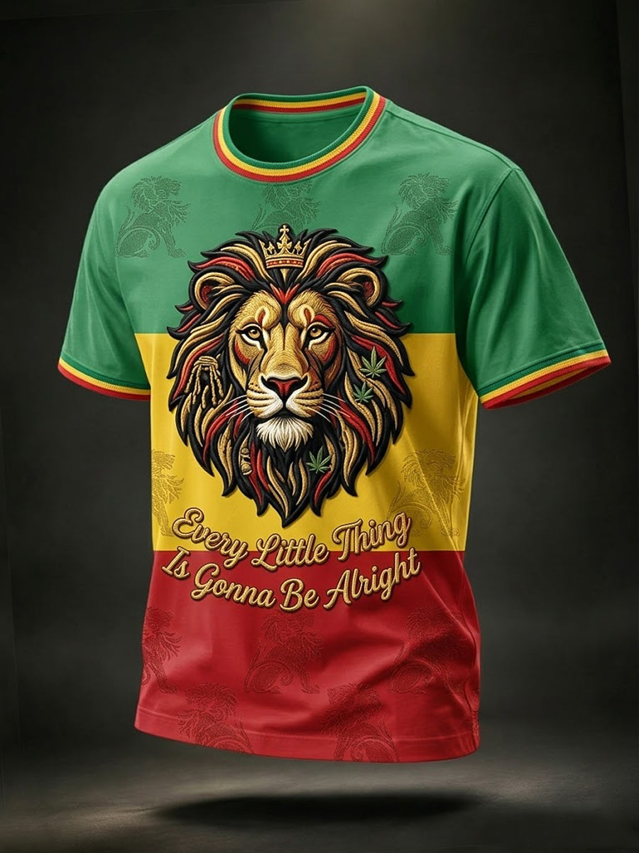 Rétro Reggae Lover Lion T-shirt décontracté