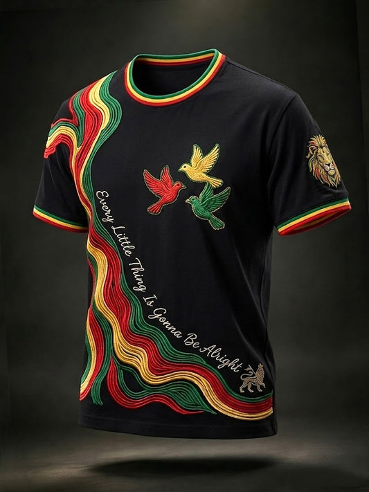 T-shirt décontracté rétro reggae à rayures