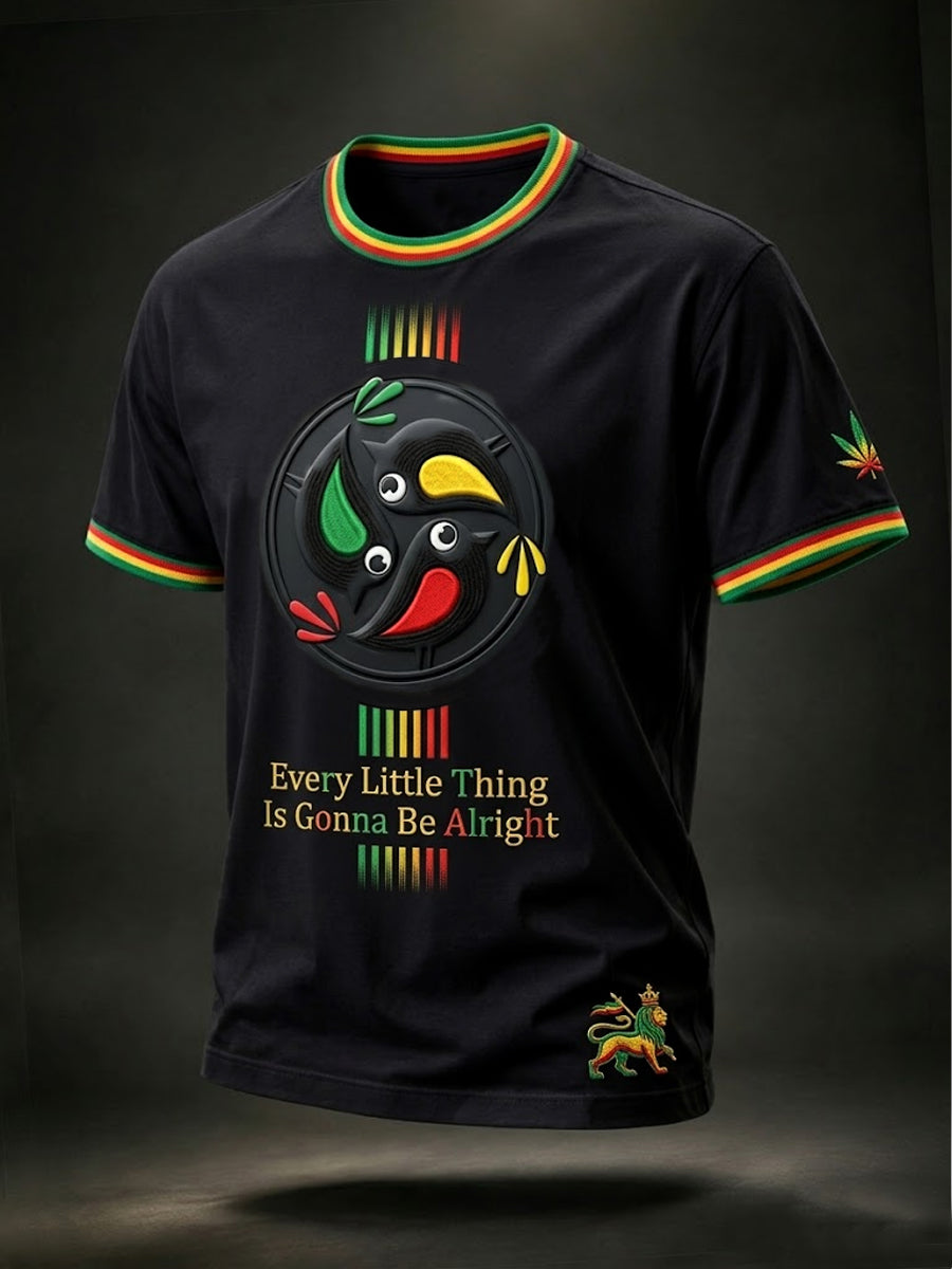 Rétro Reggae Bird Art T-shirt décontracté
