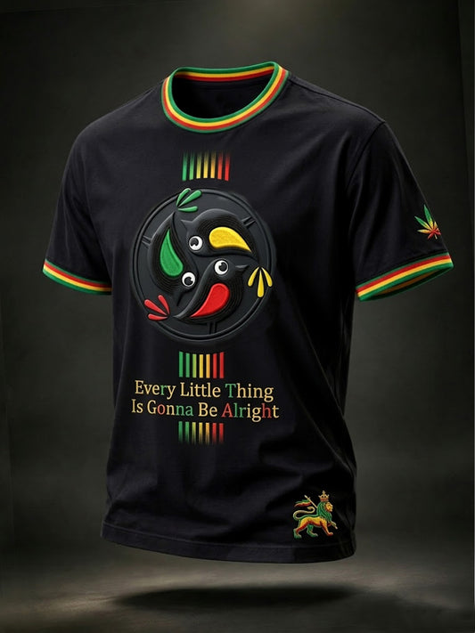 Rétro Reggae Bird Art T-shirt décontracté