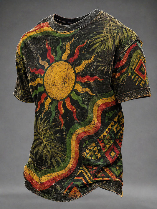 T-shirt décontracté pour homme avec impression artistique reggae