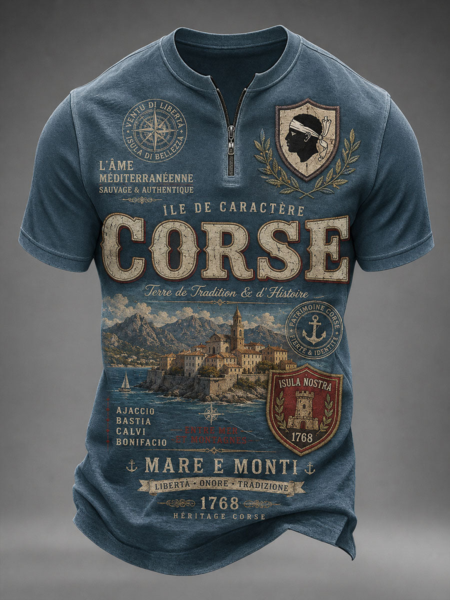 T-shirt manches courtes à fermeture éclair pour homme