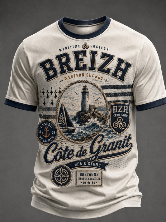 T-shirt pour hommes imprimé celtique de Bretagne, France
